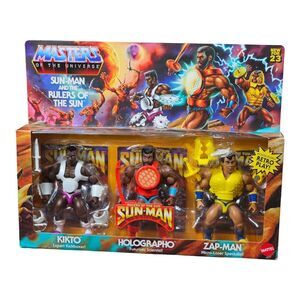 MOTU Origins SUN-MAN Rulers Of The Sun 3 Pack KIKTO ZAP-MAN HOLOGRAPHO Set NIB